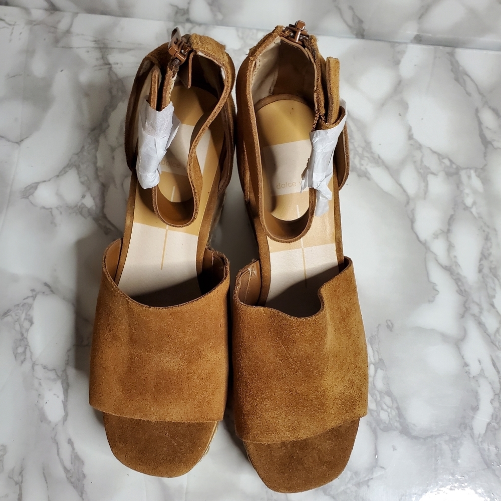 Dolce Vita Brown Suede Wedge Sandals Otto 7.5 - Picture 3 of 11